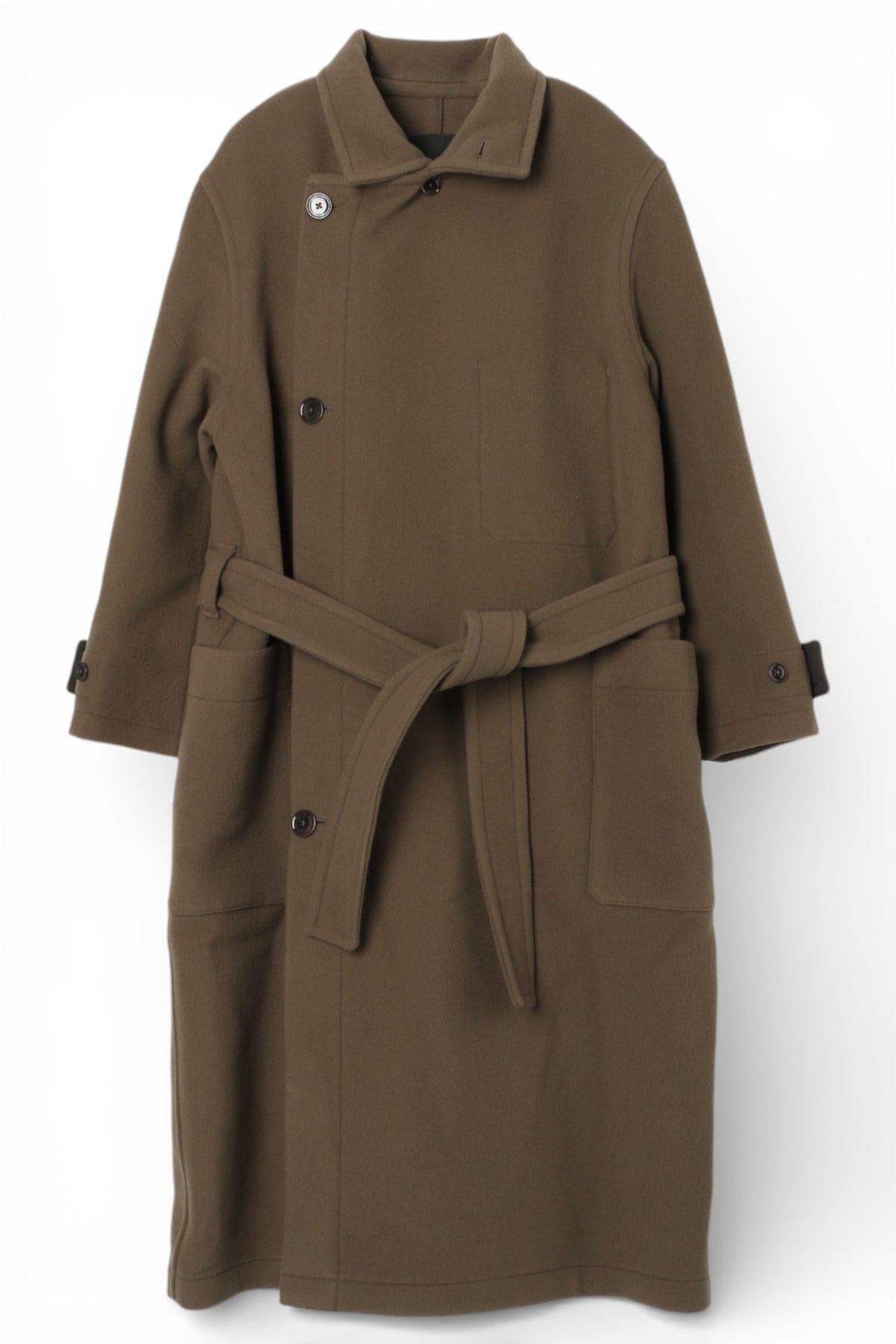 Lemaire Double-Face Wool Wrap Coat Dark Squirrel