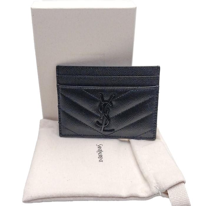 Saint Laurent Cassandra Matelassé Leather Card Holder Black