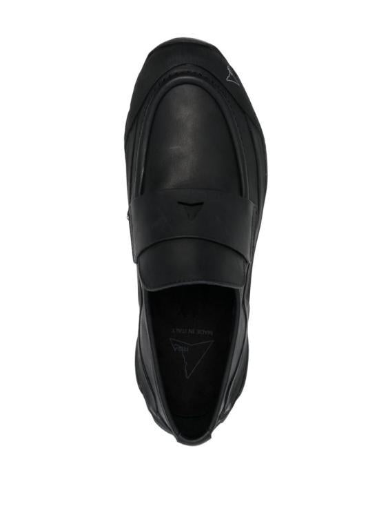 ROA Black Leather Loafers for Men LOLE10001001 BLACK DOM