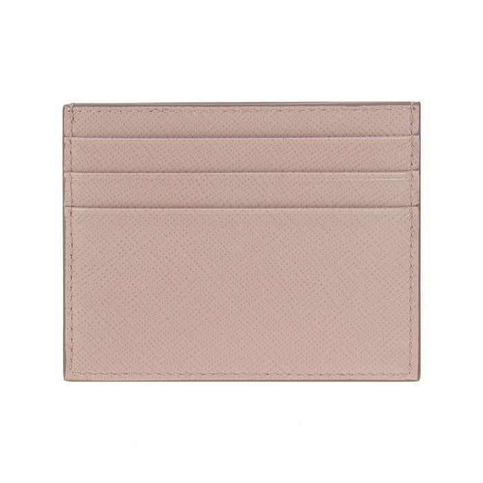 PRADA Saffiano Leather Metal Logo Card Holder Wallet Navy