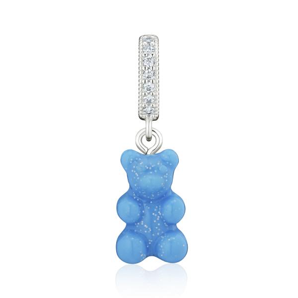 CRYSTAL HAZE Silver Nostalgia Bear Lagoon Pave Connector Charm