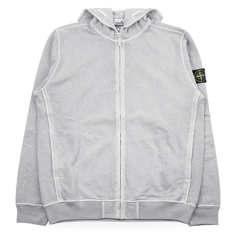 STONE ISLAND Old Effect Hooded Zip Jacket Pearl Grey Me L1S156100032 S0060 V0161