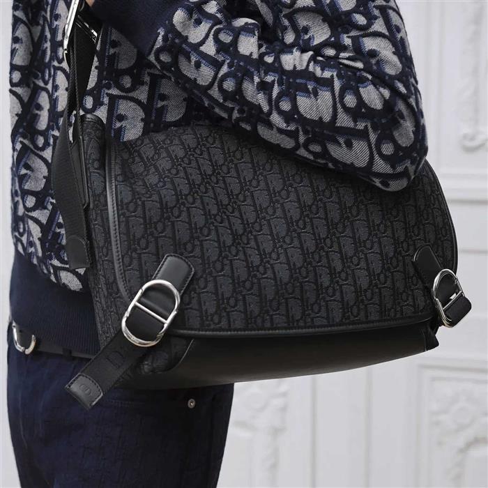 DIOR Jet Flap Messenger Bag Medium Black Leather Crossbody