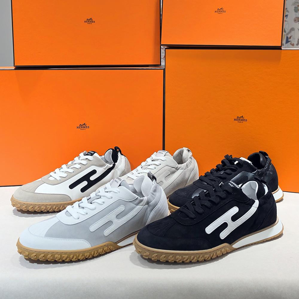 HERMES White H Black Jet Sneakers Low-Top Men
