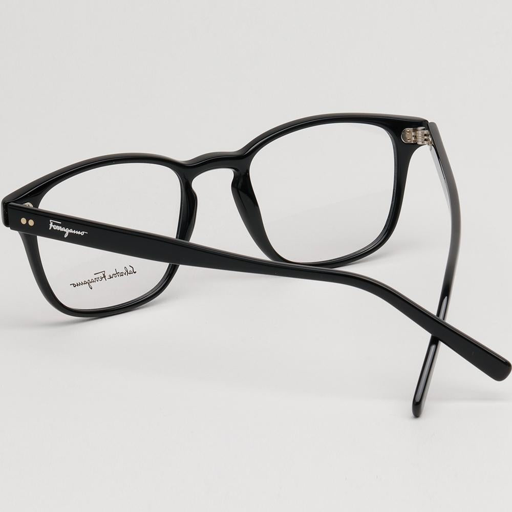 Ferragamo Black Rectangle Acetate Eyeglass Frames Unisex SF2913 001