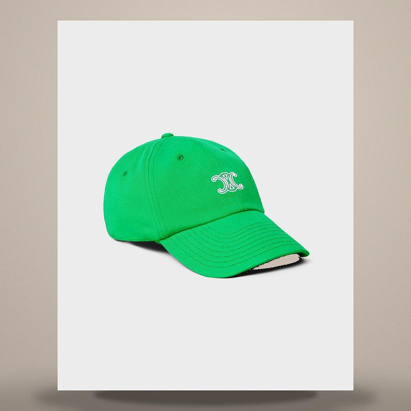 CELINE Triomphe Rishelieu Cap Light Cotton Twill Sprite Green AA0IB4Y68 GMT5