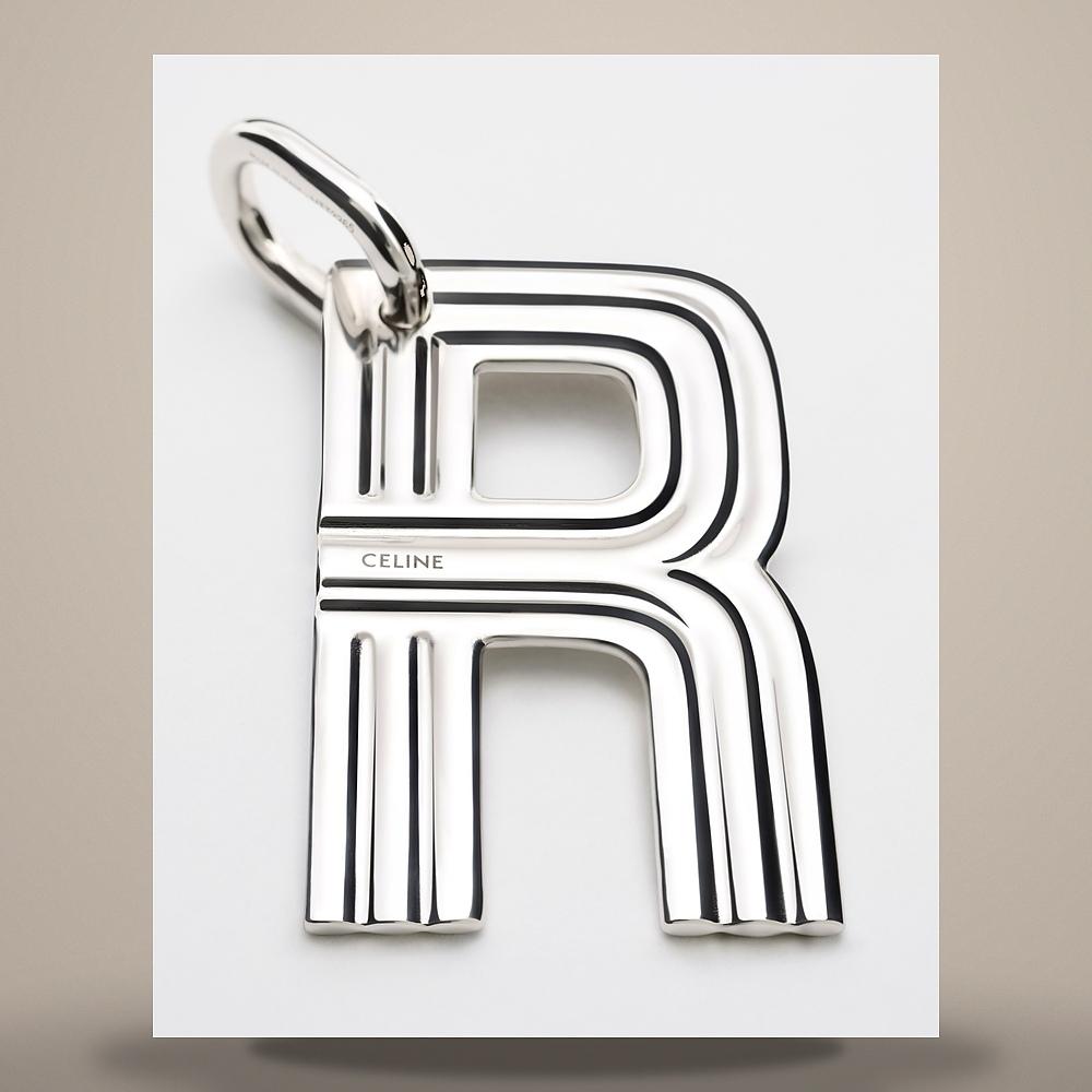 CELINE Triomphe Charm Rhodium-Finish Brass Silver Keyring B101L6BRA 36SI