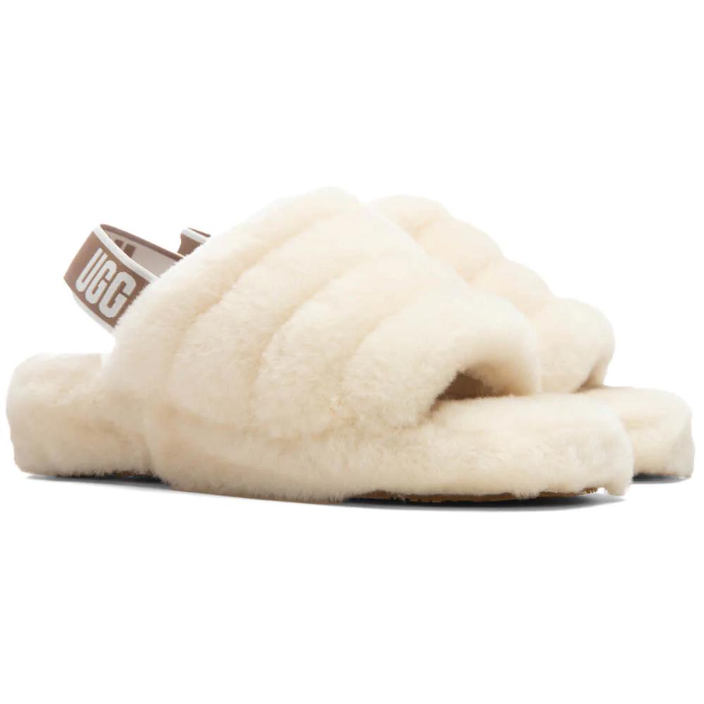 Ugg Natural Fluff Yeah Faux Fur Slide Sandals 1095119 NAT