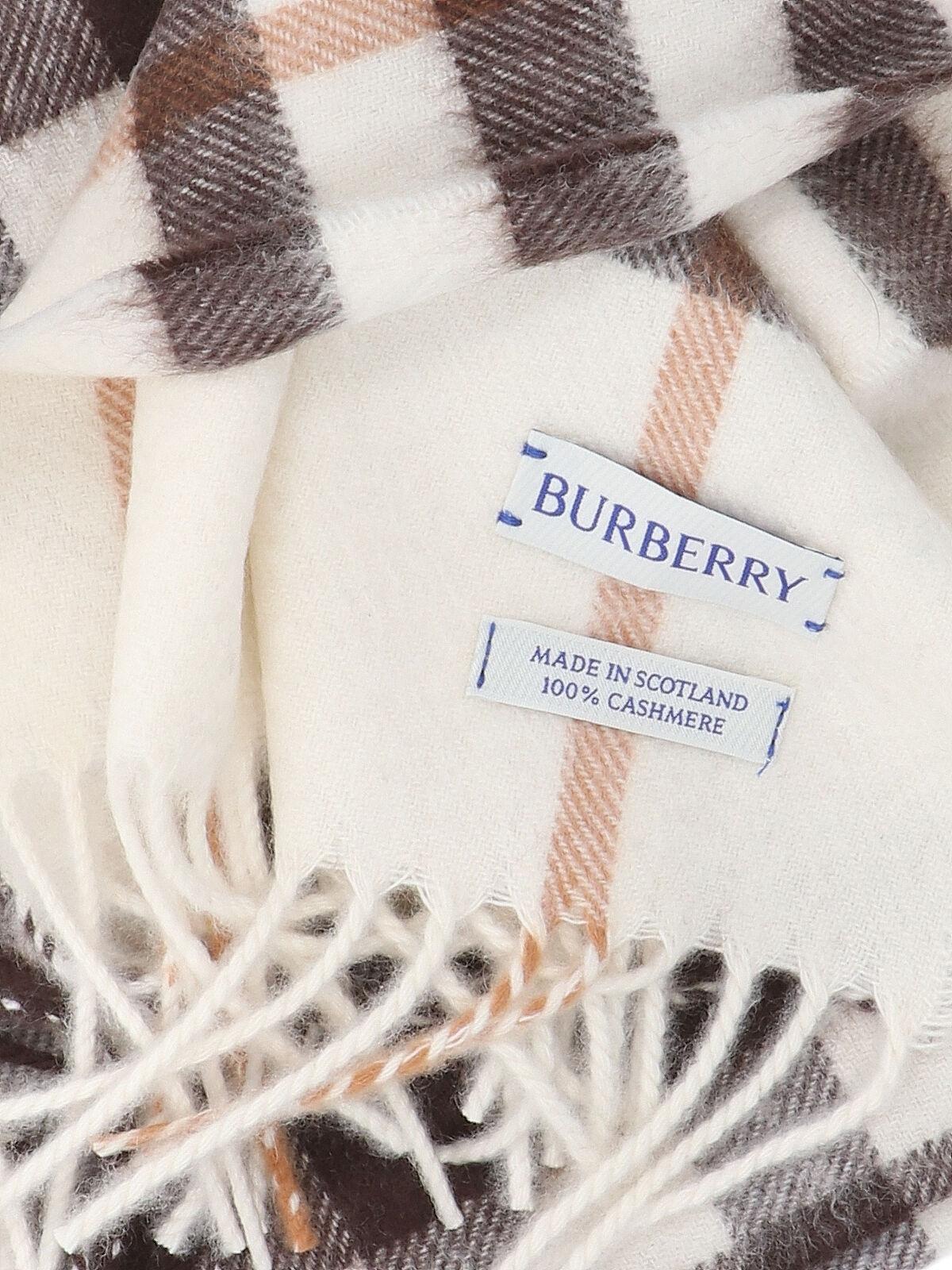 BURBERRY Beige Check Wool Scarf