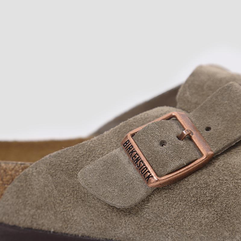 Birkenstock Boston Soft Footbed Suede Mule Taupe Unisex Sandals 560773