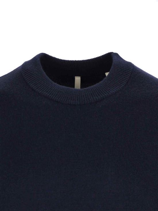 SUNFLOWER Navy Round Neck Knit Sweater for Men