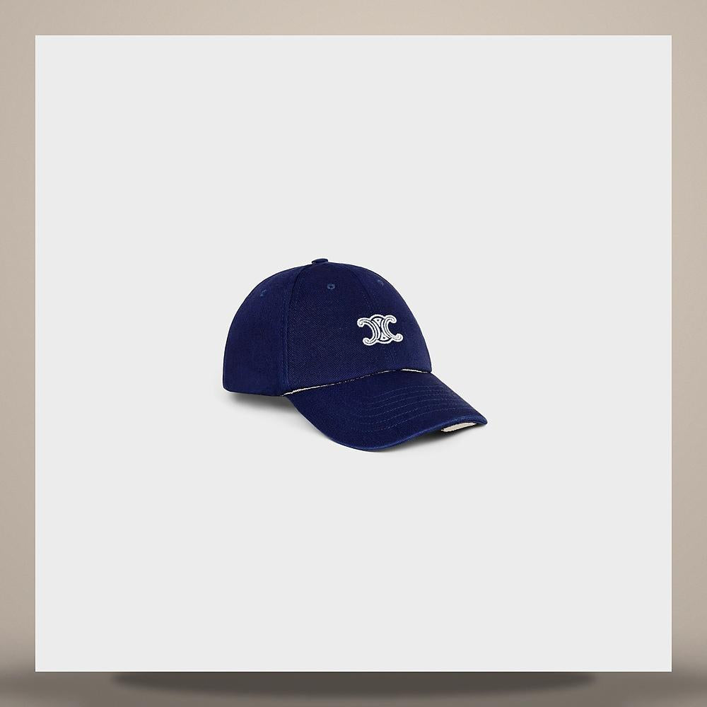 CELINE Vivienne Cotton Twill Cap Navy White AA0HX2U74 07MW