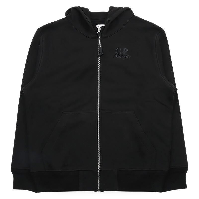 CP Company Diagonal Fleece Zip Hoodie Jacket Black Men Em 20CMSS025A 005086W 999