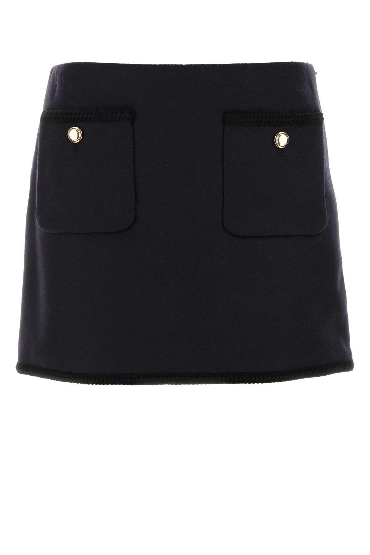 Miu Miu Black Wool Mini Skirt
