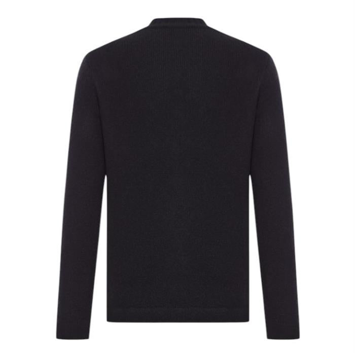 STONE ISLAND Black Wool Round Neck Knit Sweater with Patch