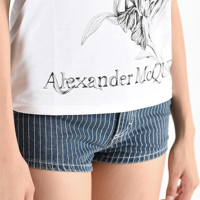 Alexander Mcqueen Iris Logo Print Short Sleeve T-Shirt White