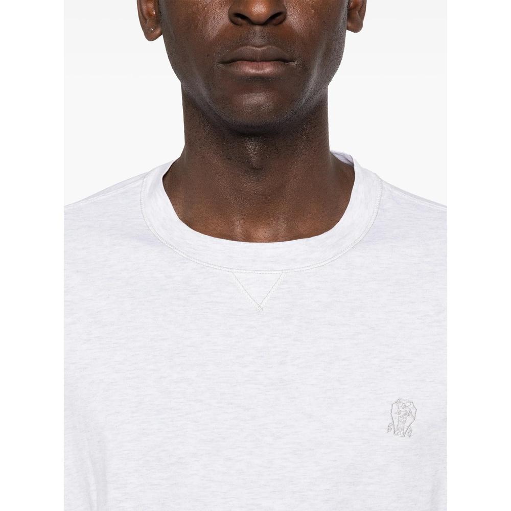 Brunello Cucinelli Men's Short Sleeve Logo Embroidered T-Shirt