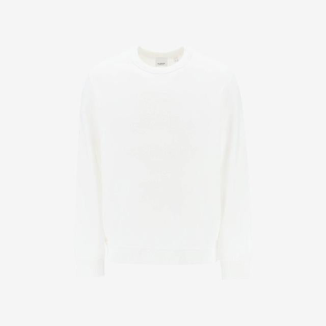 BURBERRY Equestrian Logo White Cotton Crewneck Sweatshirt Men