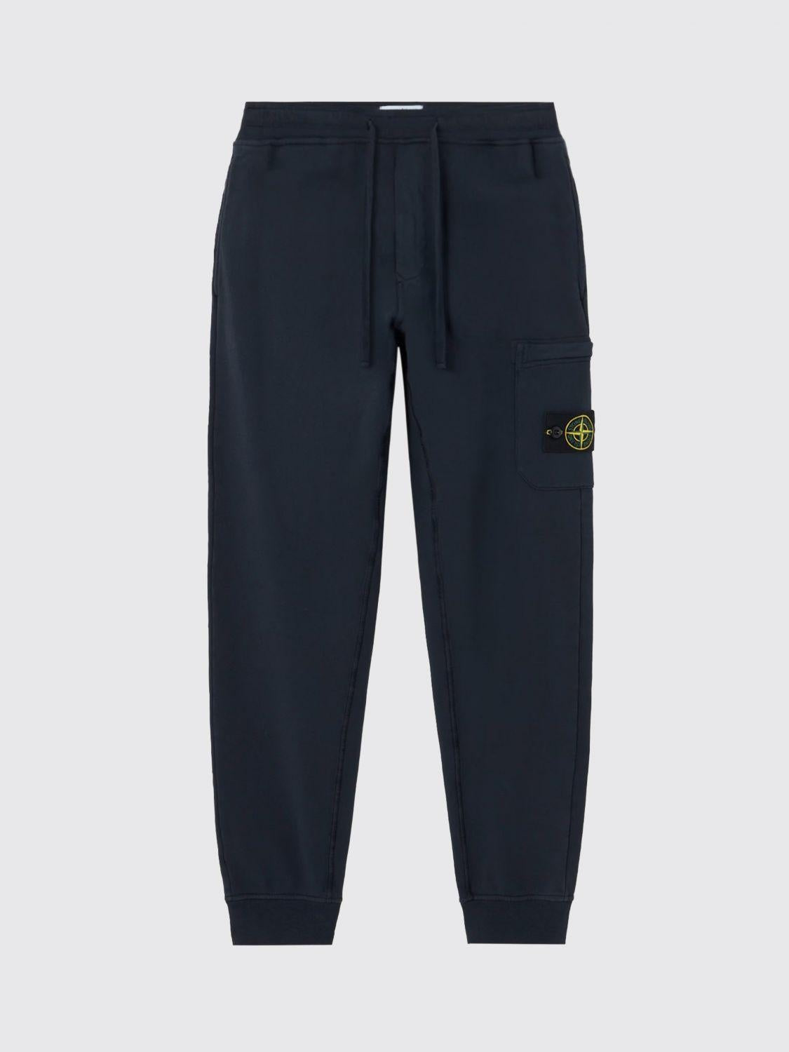 STONE ISLAND Black Cotton Fleece Jogger Sweatpants