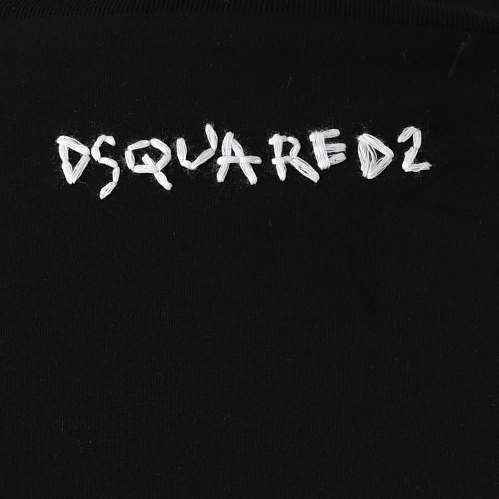 Dsquared2 Logo Embroidered Amore I Love You Short Sleeve T-Shirt Black