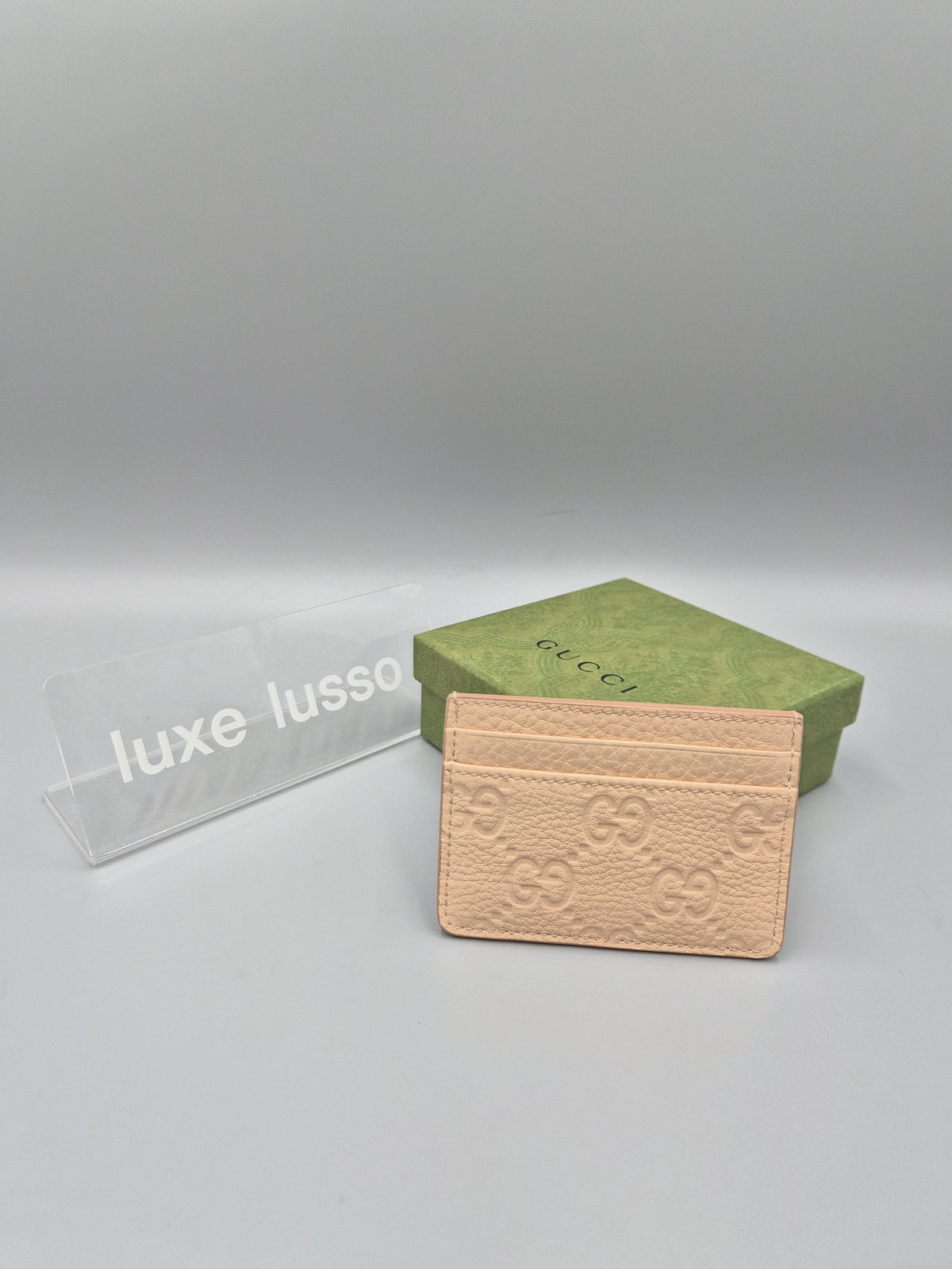 GUCCI GG Emblem Leather Card Case Wallet