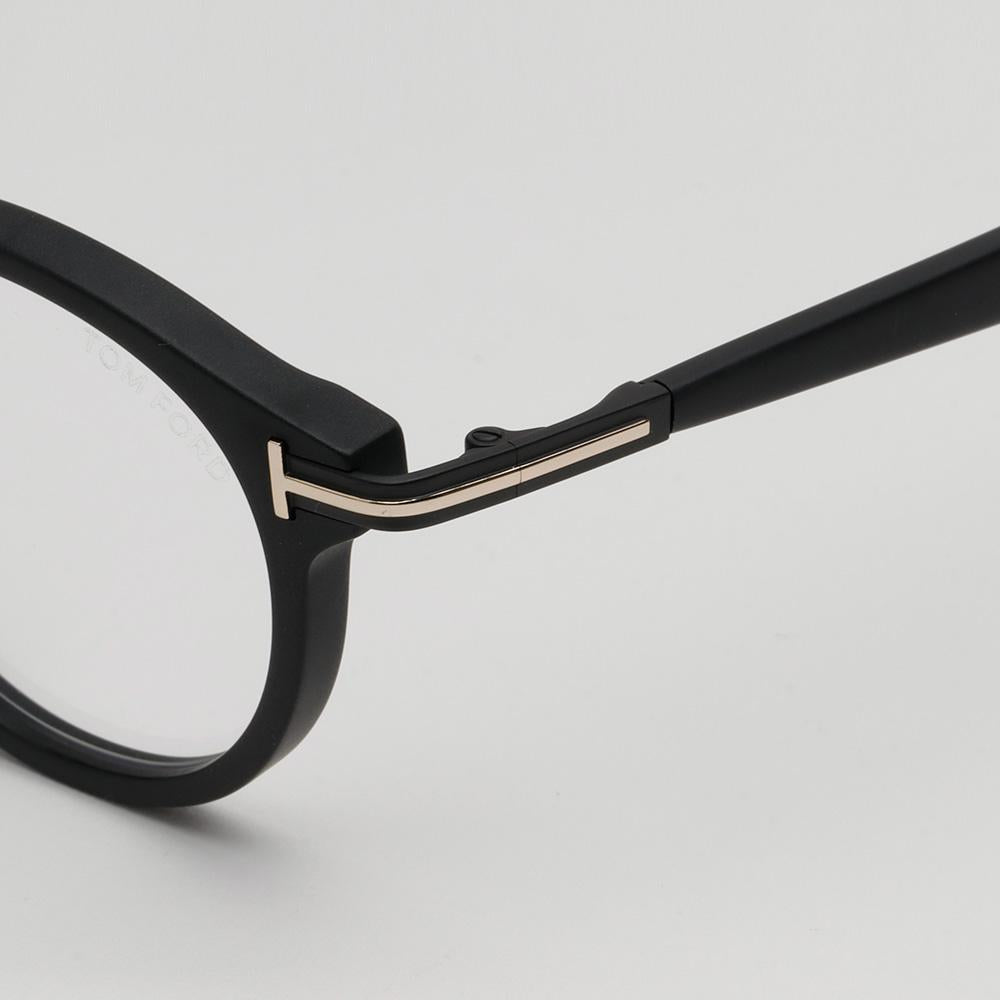 TOM FORD Blue Light Blocking Round Matte Black Acetate Eyeglasses TF6008DB 002
