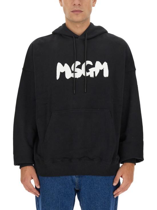 MSGM Black Logo Hooded Sweatshirt for Women 3540 MM 101 23779999