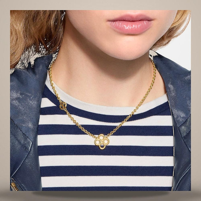 Louis Vuitton Gold-Tone Metal LV Charm Necklace M03916