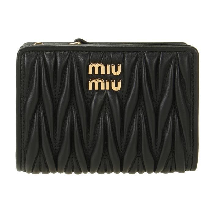 Miu Miu Matelassé Nappa Leather Small Bifold Wallet Black