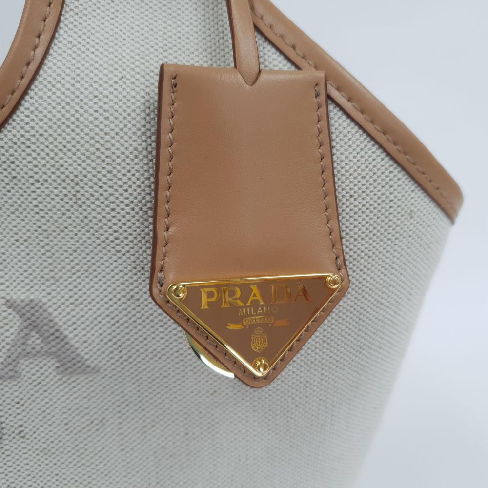 PRADA Sand Canvas Tote Handbag Shopper Bag 1BG471 2DLI F0018
