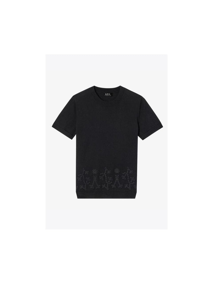 A.P.C. Alice Short-Sleeve Round Neck Knit Sweater Black