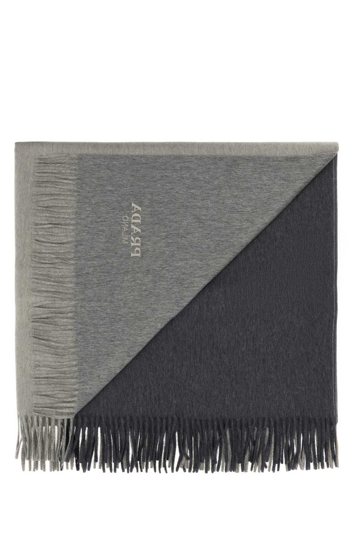 PRADA Wool Blanket Scarf Gray