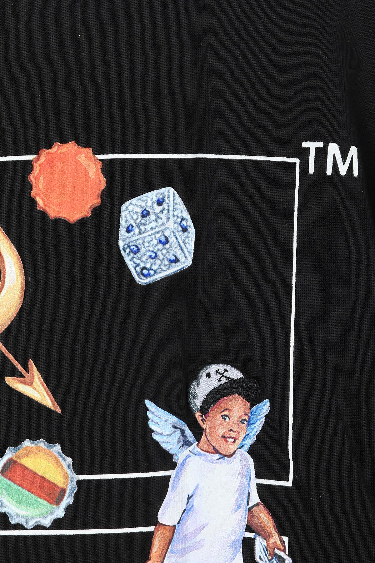 OFF WHITE Black Fresco Arrow Short Sleeve T-Shirt OMAA120S25JER0031001