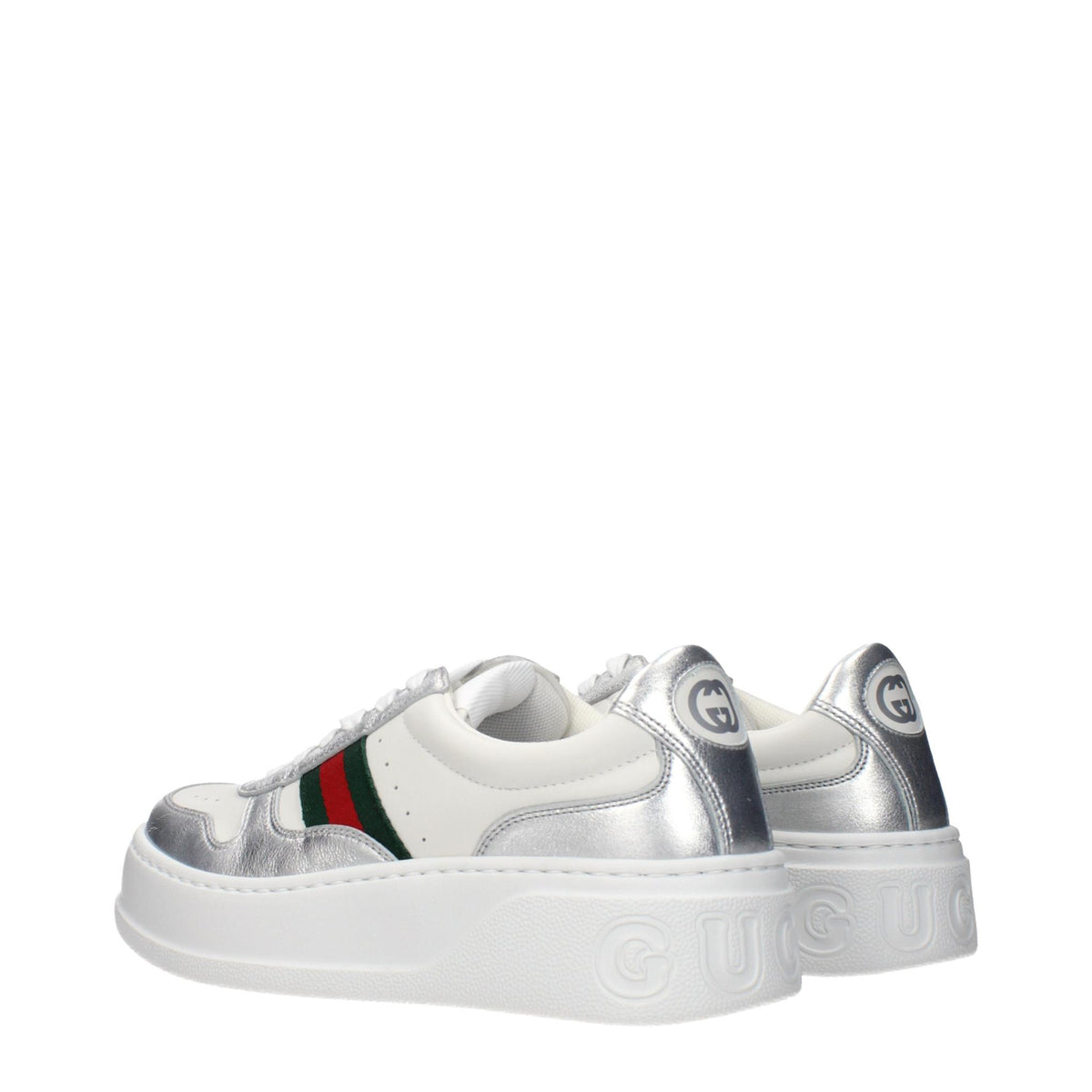 GUCCI White Leather Low Top Sneakers