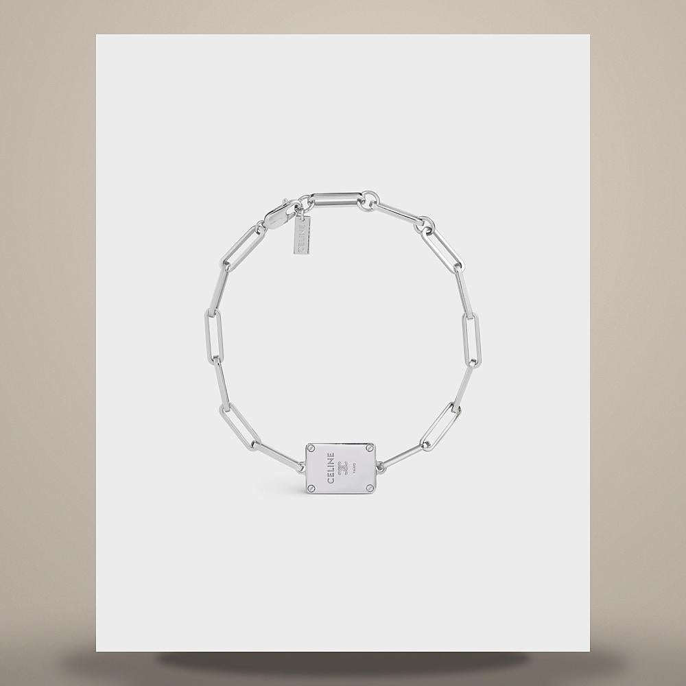 CELINE Triomphe Tag Bracelet Rhodium-Finish Brass Silver B10GM4W95 36SI