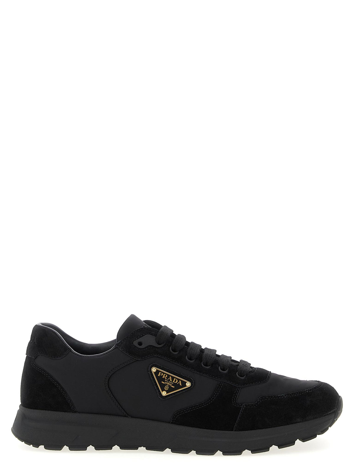 PRADA Black Leather Low-Top Sneakers