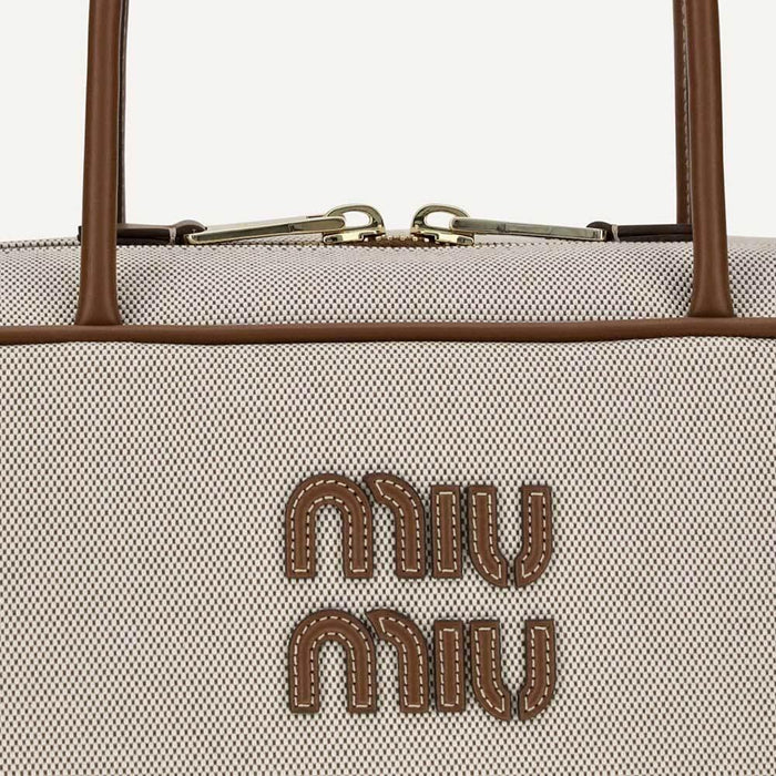 Miu Miu Canvas and Leather Bow Tote Bag