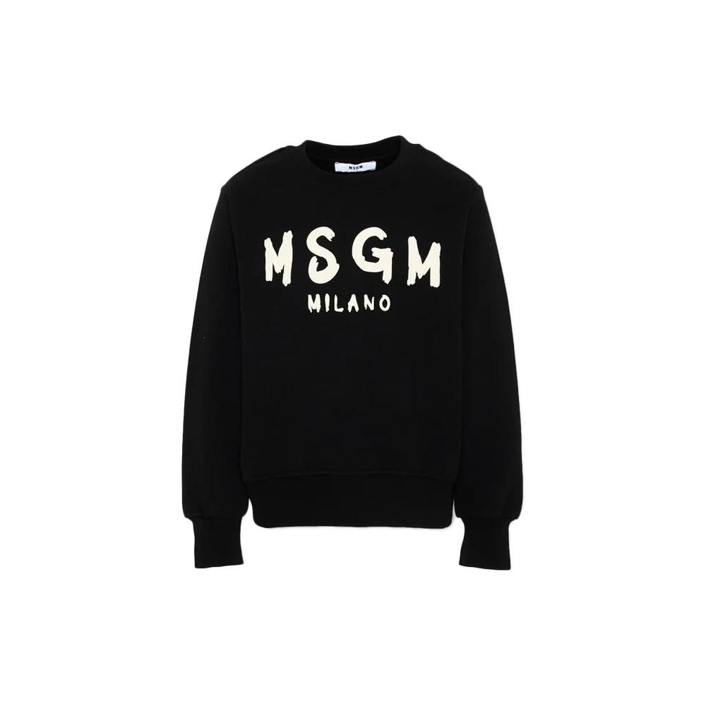 MSGM Kids Logo Print Fleece Sweatshirt Black F6MSJUSW009 110