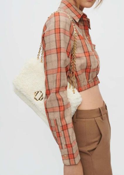 maje Checkered Crop Shirt mfpcm00357