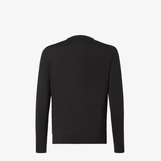 FENDI Black Wool Round Neck Sweater for Men FZE035 ATMOF0QA1