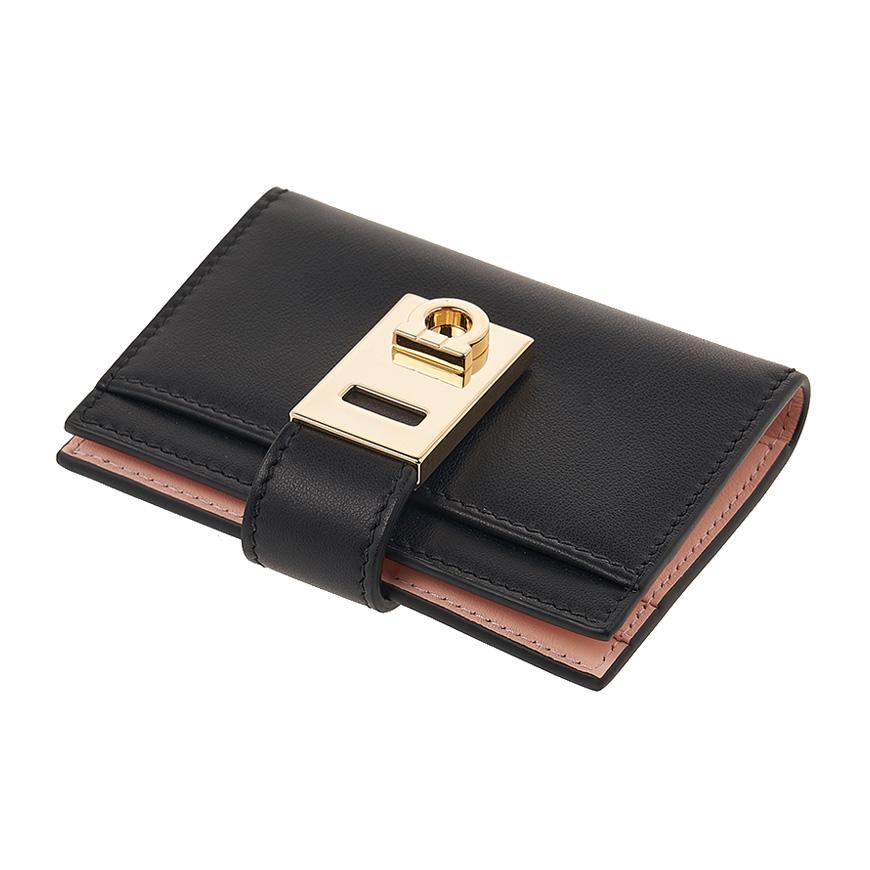 Ferragamo Women’s Hug Card Holder Wallet Black Leather 0770880