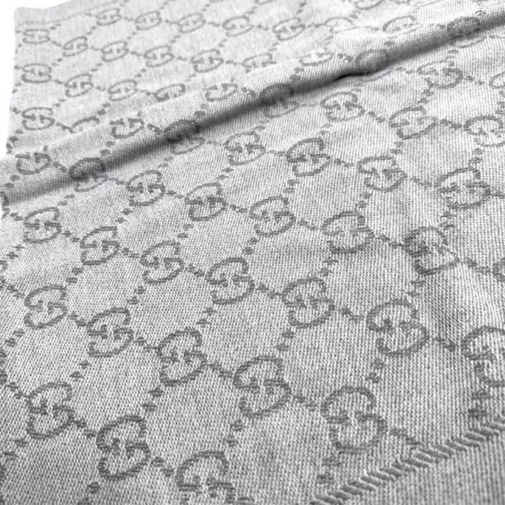 GUCCI GG Logo Wool Scarf Unisex Gray