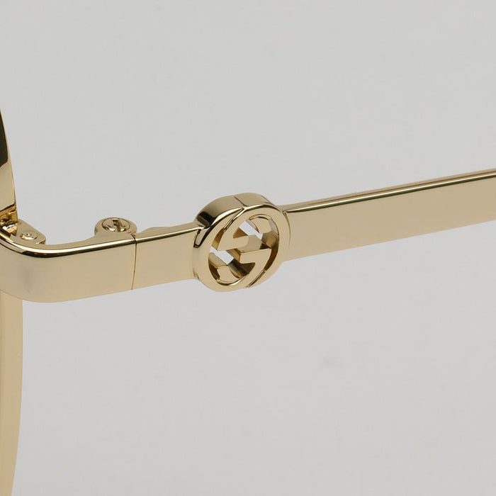 GUCCI Gold-Rim Square Oversized Asian Fit Sunglasses