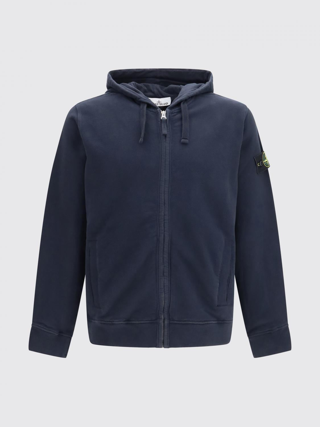 STONE ISLAND Black Cotton Pullover Hoodie