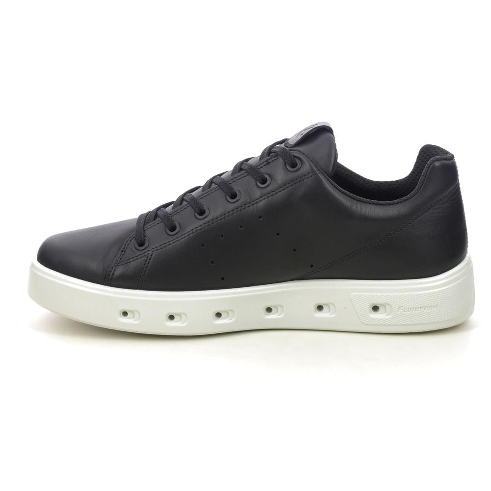 ecco Black Leather Street 720 Low-Top Sneakers for Men