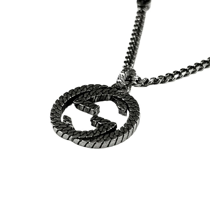 GUCCI Interlocking G Silver Pendant Necklace 678651 J8400 0728