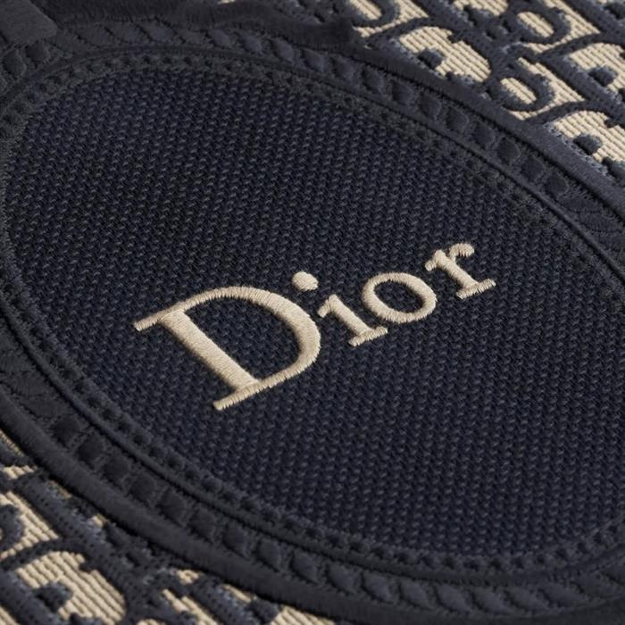 DIOR Book Tote Strap Bag Medium Shoulder Bag Navy Canvas