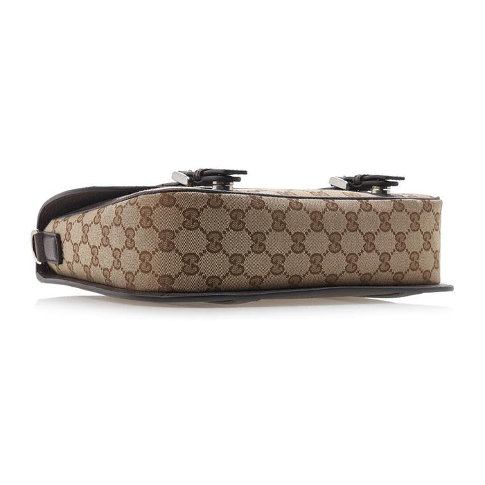 GUCCI Men’s GG Crossbody Bag Brown Canvas Leather Trim
