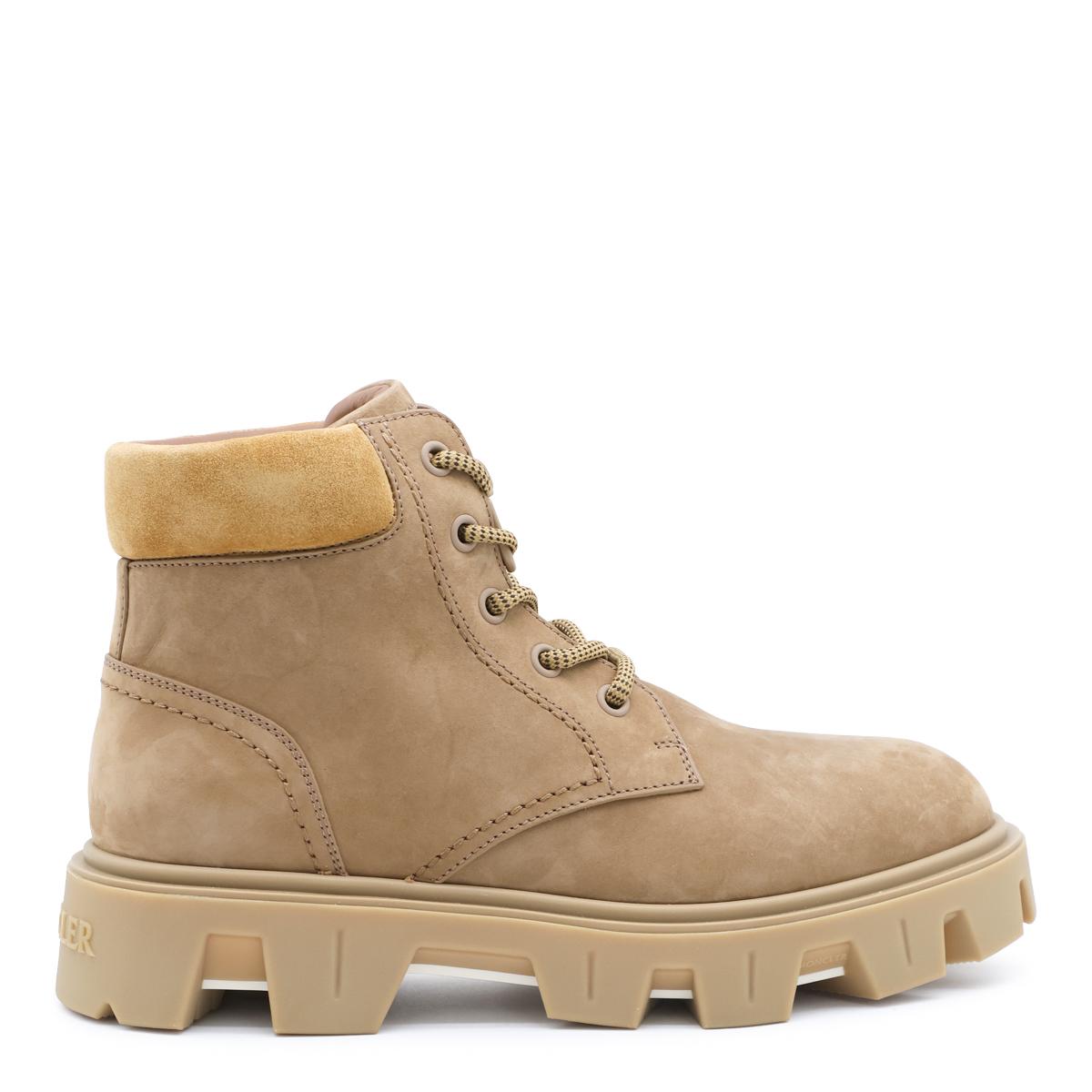 Moncler Black Leather Ankle Lace-Up Boots for Men