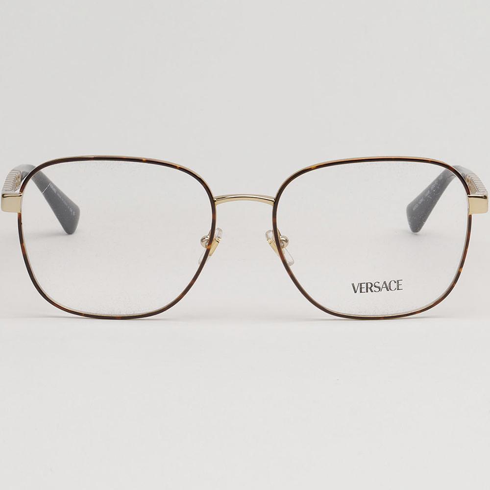Versace Havana Gold Metal Square Unisex Eyeglass Frames VE1290 1499